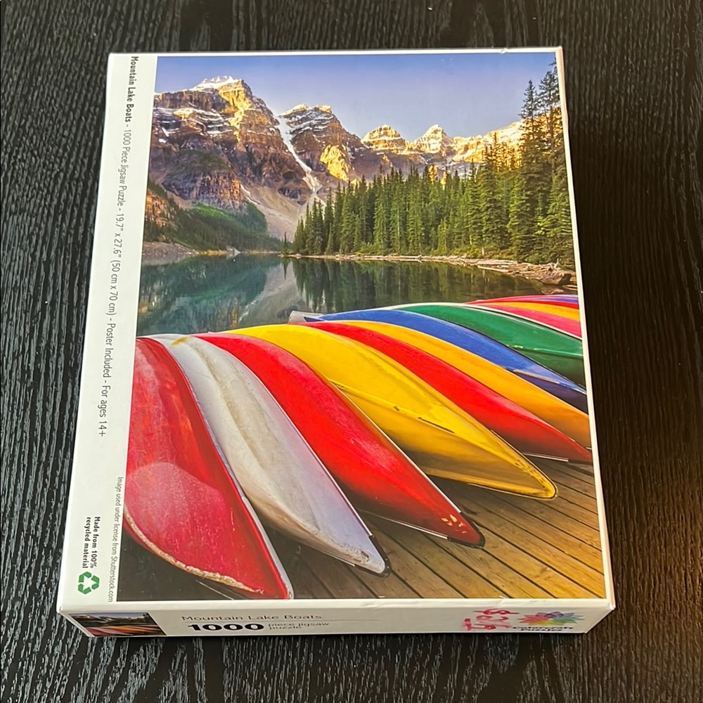 Colorcraft mountain lake boats 1000 piece puzzle outdoorsy relaxing